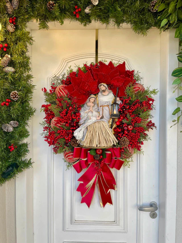 Guirlanda De Natal Sagrada Família C/ Led 65cm